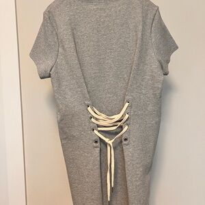 Threads 4 Thought Heather Gray Crewneck Women’s Lace up Back T-Shirt Size M NWT